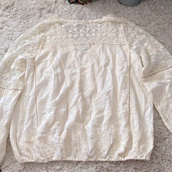 Lane Bryant Ivory/Cream Embroidered Lace Bohemian L/S Blouse, size 14/16 - Picture 6 of 7